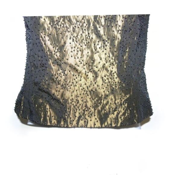 VTG Ann Taylor Bronze V Neck Beaded Dress TOP Shell - Picture 7 of 8